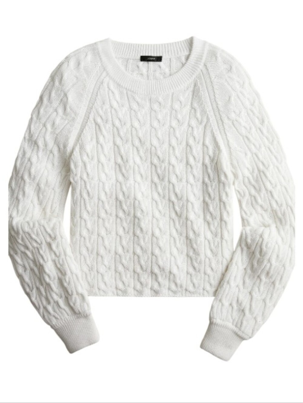 J. Crew Cotton Fisherman White Cable Knit Crewneck Sweater Classic